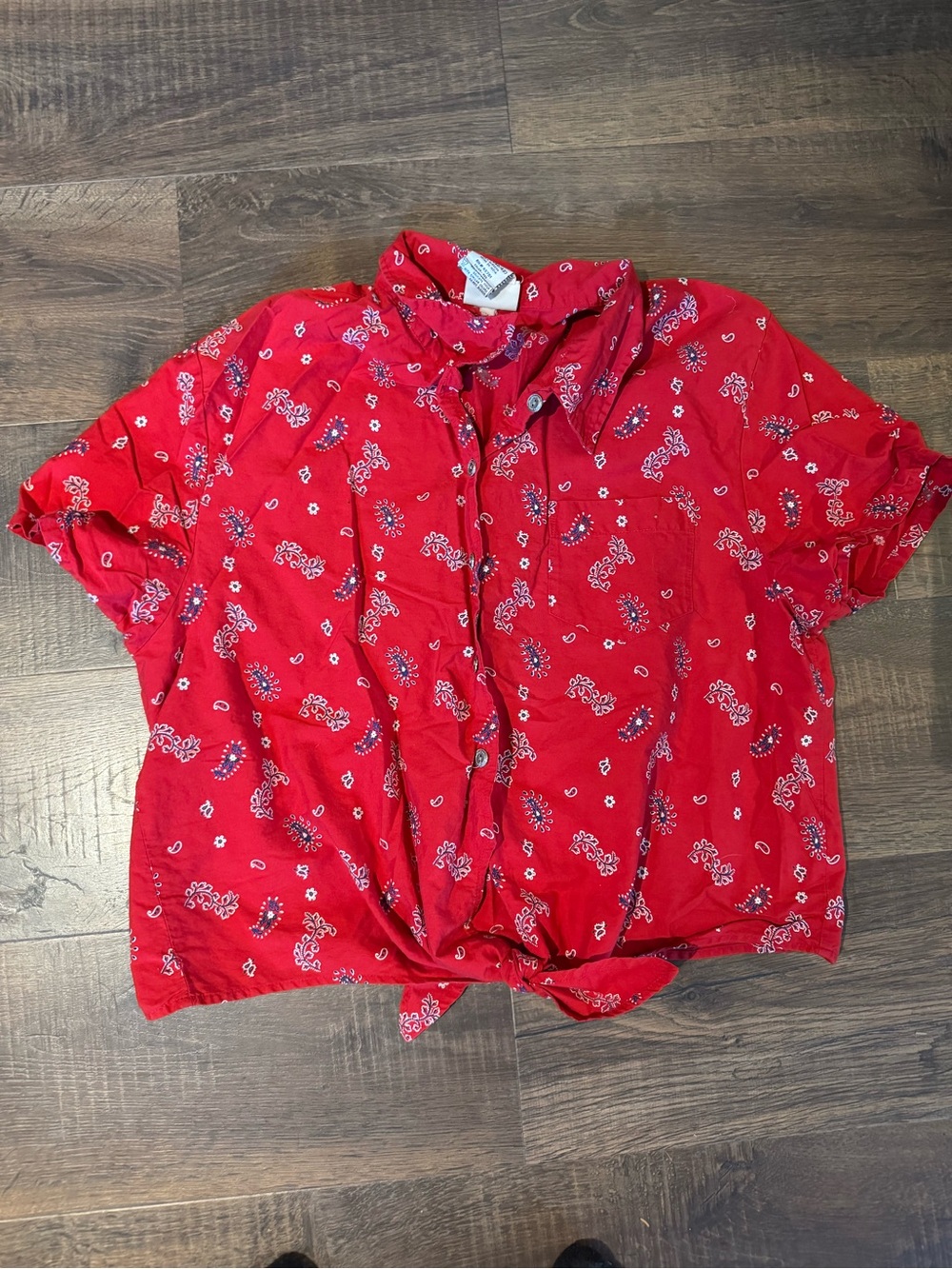 Red paisley western shirt vintage xl